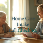 Home Care Intake Call Checklist - A-TEAM #1 Home Care Agency in Philadelphia, PA Senior woman and adult daughter reviewing home care documents with a coordinator at a kitchen table