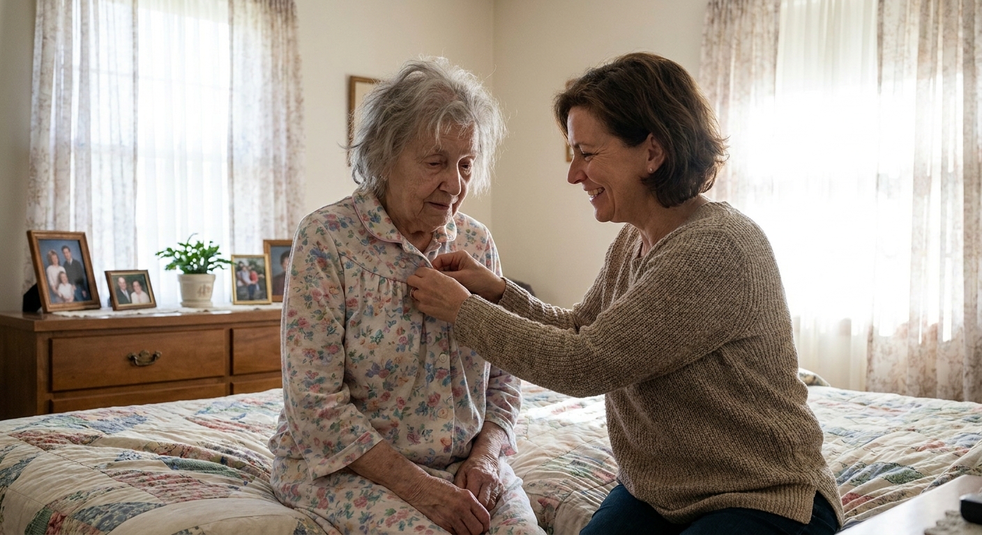 A-Team caregiver helping elderly woman with daily care — personal care at home in Greater Philadelphia