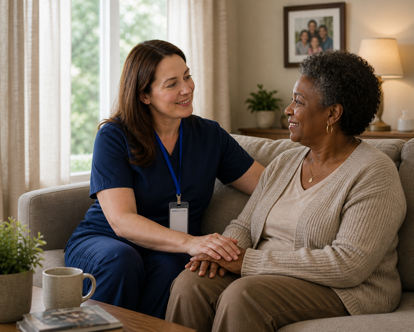 24-hour and live-in home care Philadelphia — caregiver with senior client at home