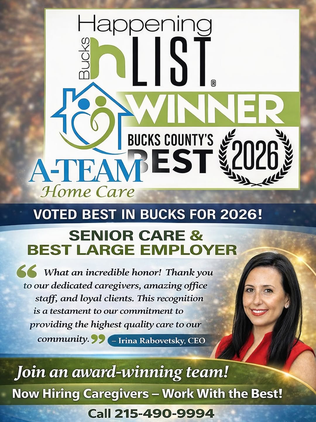 Voted Best of Bucks 2026, Senior Care & Large Employer