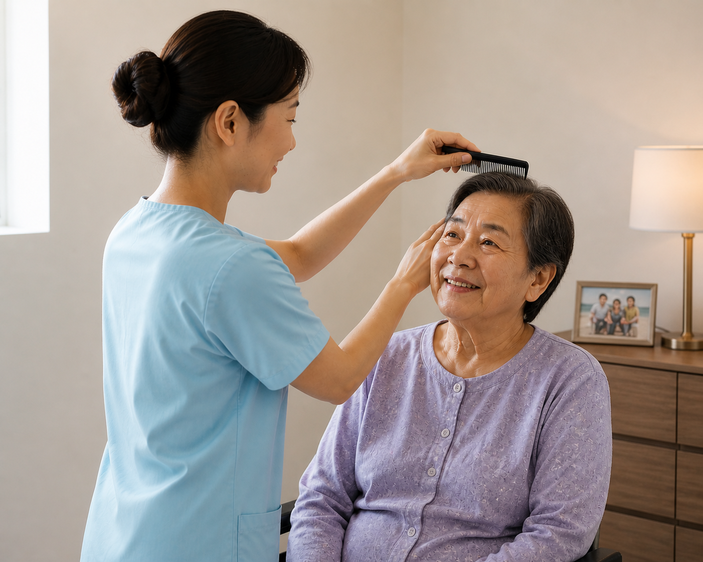 Signs an aging parent needs in-home care — personal care services Philadelphia, caregiver grooming senior client at home
