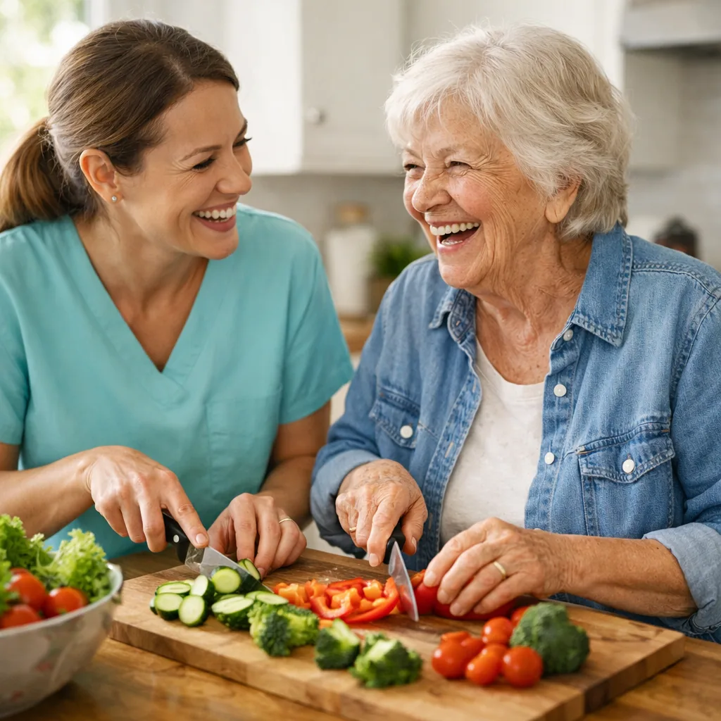 A-Team Home Care caregiver assisting a senior at home